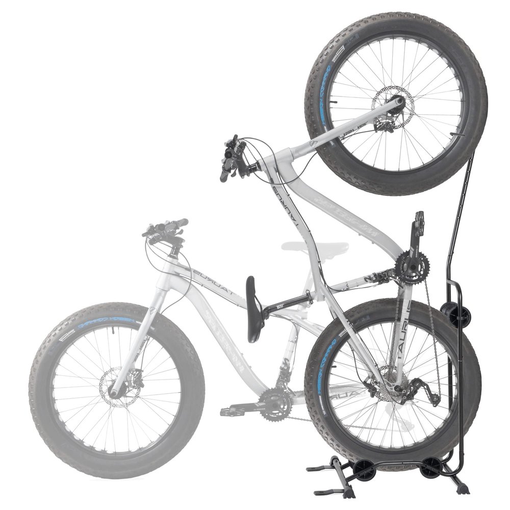 CyclingDeal Upright Bike Stand - Premium Quality Vertical & Horizontal Adjustable Bicycle Floor Parking Rack - for Storing MTB Road Bikes - up to 29 Wheel Size - for Fat Bike - 1 Bike