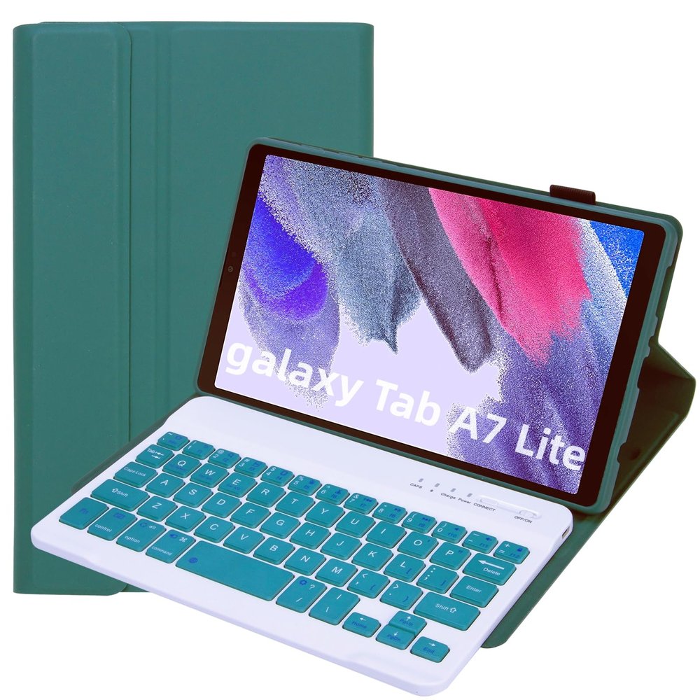 Lrufodya Keyboard Case for Samsung Galaxy Tab A7 Lite 8.7" 2021, Candy Colors Detachable Wireless Keyboard with Slim Cover for Model SM-T220 T225 T227 (Deep Green)
