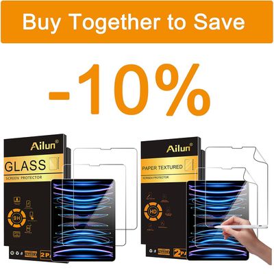 Ailun for iPad Pro 12.9Inch Tempered Glass Screen Protector [2020 & 2018 release] [2pack] and Paper Textured Screen Protector for iPad Pro 12.9 Inch Display[2pack]