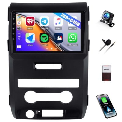 2G+64G Car Stereo Radio for Ford F150 2009 2010 2011 2012, 9" Touch Screen Radio Android 13 Head Unit with Wireless Carplay Android Auto GPS Bluetooth WiFi SWC FM RDS Mirror Link HD Backup Camera
