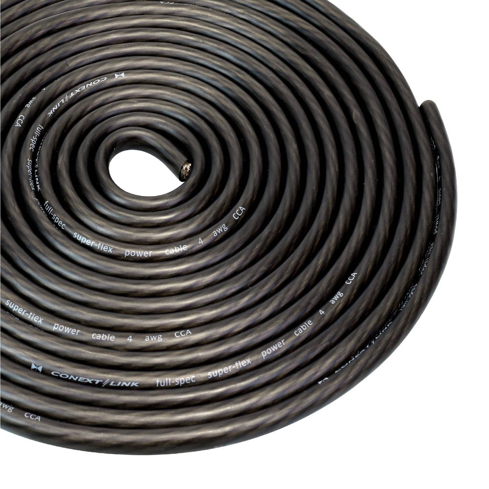 Conext Link 15 ft 4 GA Gauge AWG Car Amplifier Battery Power Cable Ground Wire CCA Frost Black
