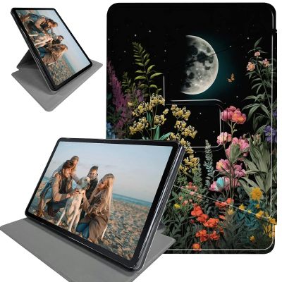 360 Degree Rotation Case for 6.8" Kindle Paperwhite 11th Generation 2021 and Kindle Paperwhite Signature Edition, Smart Standing Protective Cover with Auto Sleep/Wake, Moonlit Garden Colorful Plants