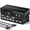 HDMI Displayport KVM Switch with Audio Microphone Output, BolAAzuL 4K 60Hz KVM Switch HDMI DP 2X2 for 2 Computers Share 2 Monitors, with 2 HDMI/DP/USB 2.0 in, 1 HDMI/DP and 3 USB Out, Copy/Extend view 1