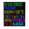 64x64 RGB LED Matrix Panel Full Color for Raspberry Pi/Ardui 192x192 mm 3mm Pitch 4096 LEDs Adjustable Brightness view 1