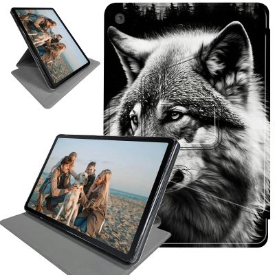 360 Degree Rotation Portable Case for Samsung Galaxy Tab A8 10.5 2022, Lightweight TPU with Auto Sleep/Wake Cover for Galaxy A8 10.5 Inch Tablet SM-X200/X205/X207, Lonely Wolf