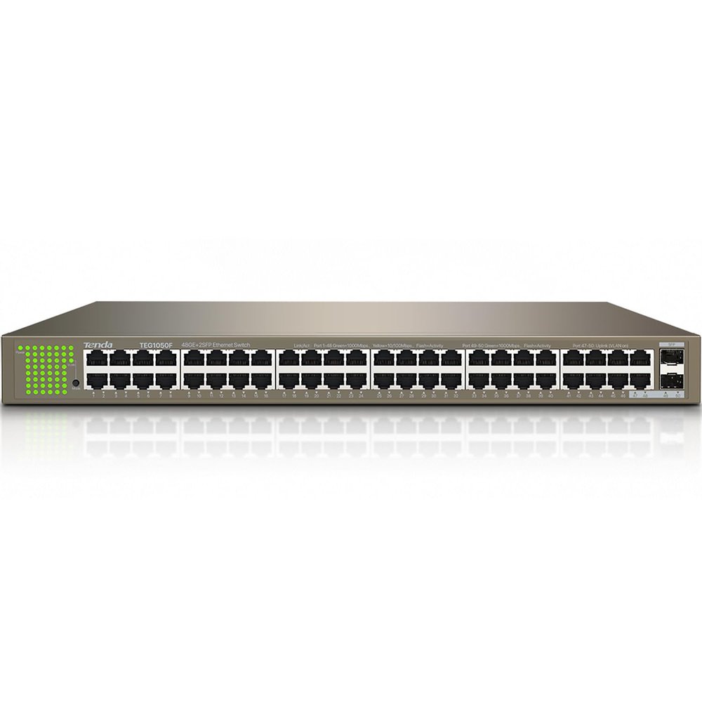 Tenda TEG1050F, 48 Port Gigabit Switch, Unmanaged Ethernet Switch with 48 Gigabit Ports & 2 SFP Slots, Plug & Play, Desktop/ Rack-Mount, Fanless & Metal Design, Limited Lifetime Protection