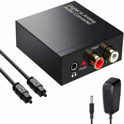 FDBV Digital to Analogue Audio Converter Digital Optical (Toslink) to Analog L/R RCA & 3.5mm Jack DAC Converter