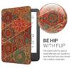 kwmobile Cork Case Compatible with Amazon Kindle (2022/2024) - Book Style Protective e-Reader Flip Cover Folio Case - Fractions Dark Pink/Red/Blue view 2