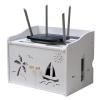 Fodalob Router Shelf Wireless WiFi Modem Wood-Plastic Composite Shelf Router Cover Power Strip and Cable Management Storage Box Hider Rack Organizer for Office and Home (Size : 36x26x27.5cm) view 1