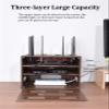Fodalob Desktop Cable Box Router Cover Organizer for Home, Office Desks, 3 Tiers Wooden Shelf, Wireless Router Storage Box, 33.7x24x24cm, No Punch view 3