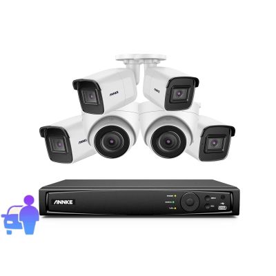 ANNKE 4K POE Security Camera System with AI Human/Vehicle Detection, 8 Channel PoE NVR and 6X 8MP (3840x2160) Wired Surveillance IP Cameras, 100 ft Night Vision,Easy Remote Access, No HDD-H800