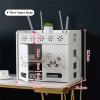 Four Layers Increase Height Wireless WiFi Boxes Wood-Plastic Box Cable Plus Wire Wall Hanging/Desktop Plug Board Shelf -Double Door Household Power Cord Arrangement Box (Size : 36x26.5x32.5cm) view 2