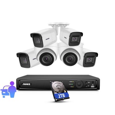 ANNKE 8MP PoE Surveillance Camera System and 6pcs 4K Wired IP Security Cameras, H.265+ NVR with 2TB HDD for 7/24 Recording, AI Human/Vehicle Detection, 100 ft EXIR Night Vision, 2.8MM Lens (FOV 123)