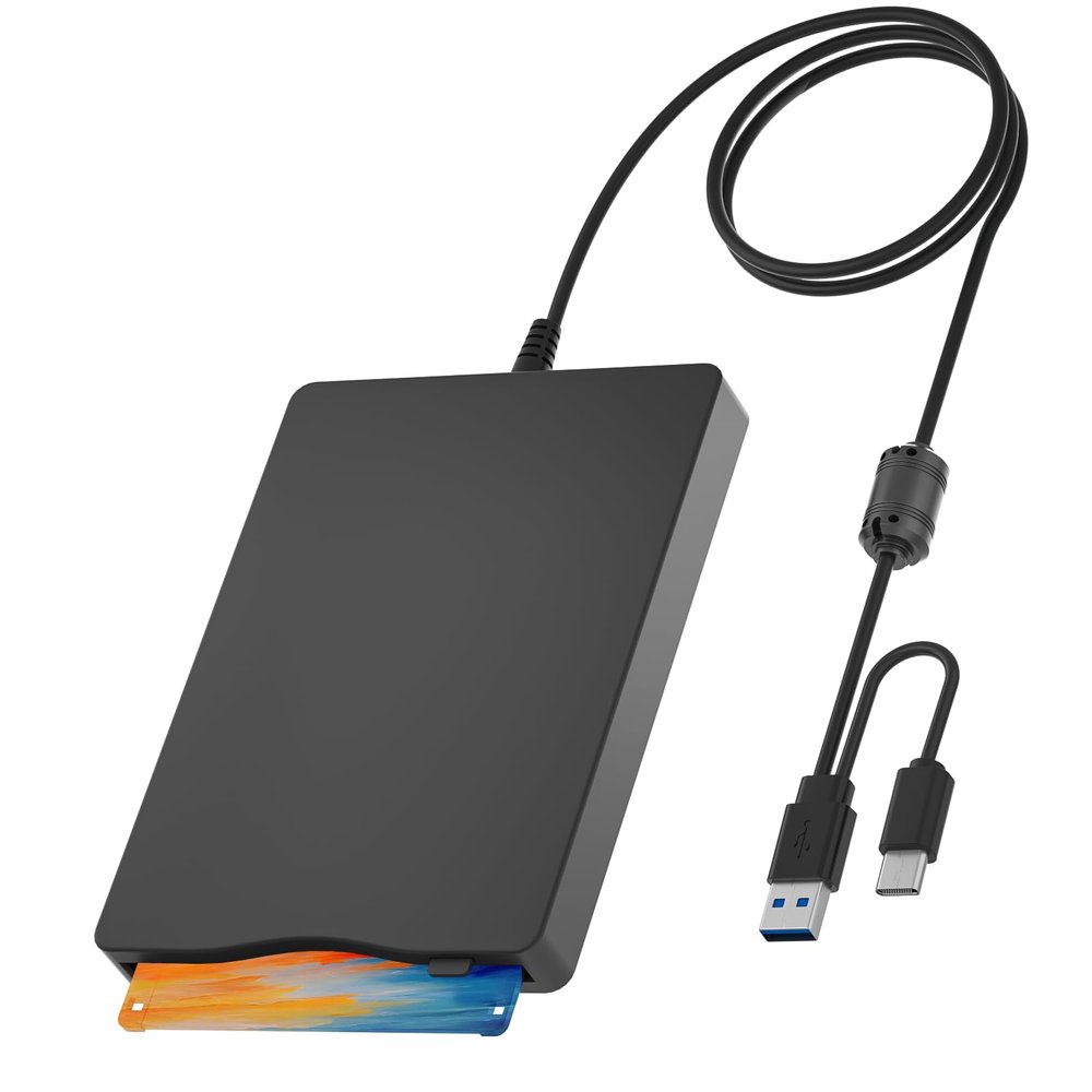 3.5 Floppy Drive USB External, Portable Floppy Disk Reader for Laptop, Plug and Play USB Disk Drive 3.5-inch External, Type C 1.44 MB FDD Drive, Reader for PC Windows 2000/XP/7/8/10/11