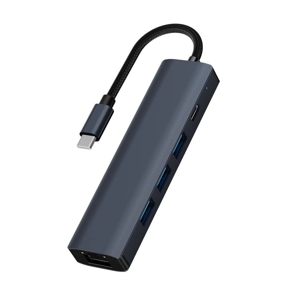 GazeKu 5 Ports to Type C LAN 1000Mbps Hi-Speed Transmission PD 100W Charging USB Hub
