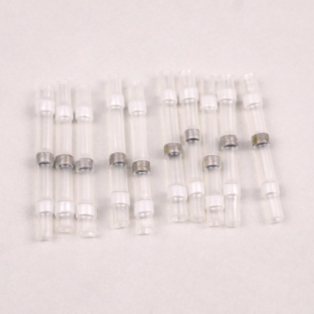 10 Pieces Heat Shrinkable Crimp Solder Sleeves Butt Connectors Compatible With 01 05 mm Cable Transparent White Lenght24 mm
