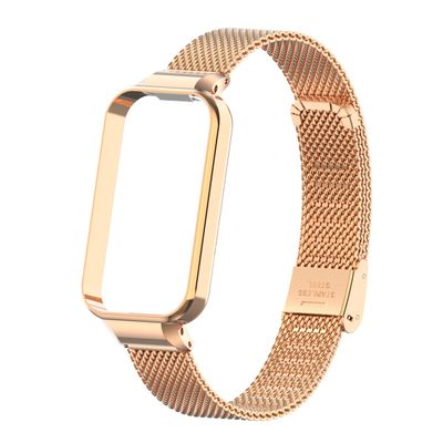 HOPMC Stainless Steel Metal Replacement Bands Specially Designed for Redmi Smart Band 2 (Rosegold)