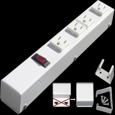 12 Hardwired Power Strip (NO Power Cord), 4 Vertical Outlets (NEMA 5-15R, NOT Tamper Resistant), 15A (NOT 20A), Switch, White