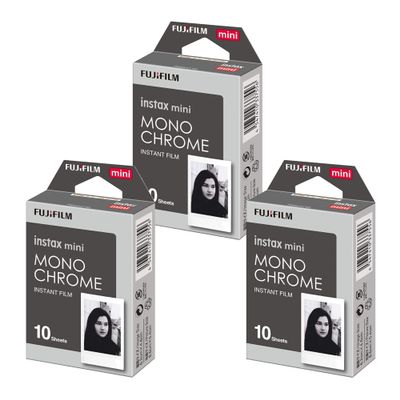 Fujifilm Instax Mini Monochrome Film (10 Exposures, Credit Card-Sized) 3-Pack (3 Items)