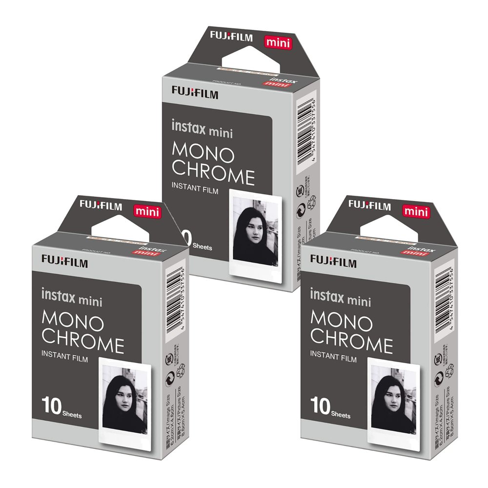 Fujifilm Instax Mini Monochrome Film (10 Exposures, Credit Card-Sized) 3-Pack (3 Items)