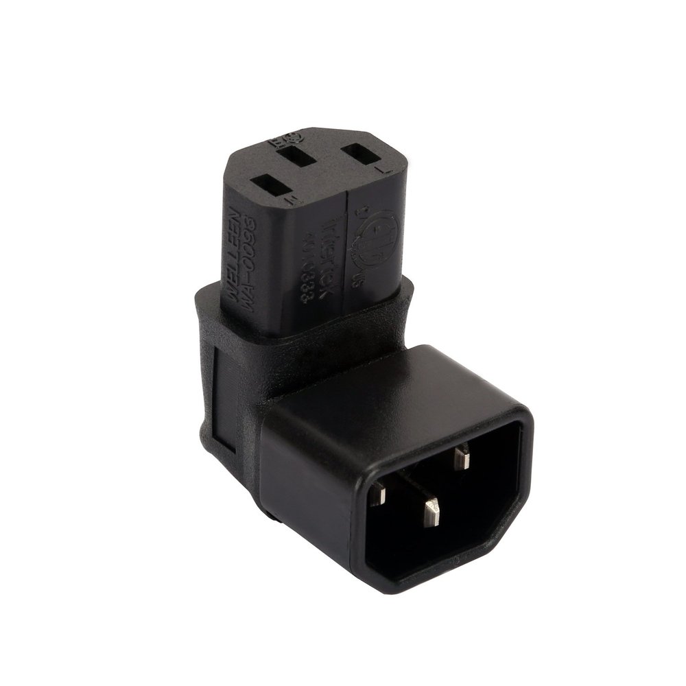 Strhowill C14 to C13 Power Adapter IEC 320 Male C14 to C13 Down Direction Right Angled 90 Degree IEC Female Power Extension Adapter Wall-Mounted LCD TV