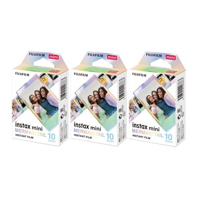 Fujifilm Instax Mini Mermaid Tail Film, Glitter Styles (10 Exposures) 3-Pack Bundle (3 Items)