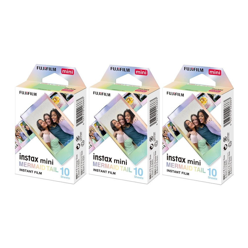 Fujifilm Instax Mini Mermaid Tail Film, Glitter Styles (10 Exposures) 3-Pack Bundle (3 Items)