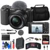 Sony ZV-E10 Mirrorless Camera with 16-50mm Lens (Black) (ILCZV-E10L/B) + 64GB Memory Card + Card Reader + Case + Flex Tripod + Memory Wallet + Cap Keeper + Cleaning Kit (Renewed) view 1
