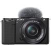 Sony ZV-E10 Mirrorless Camera with 16-50mm Lens (Black) (ILCZV-E10L/B) + 64GB Memory Card + Card Reader + Case + Flex Tripod + Memory Wallet + Cap Keeper + Cleaning Kit (Renewed) view 4