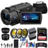 Sony FDR-AX43 UHD 4K Handycam Camc (FDRAX43/B) + 64GB Memory Card + NP-FV70 Battery + Filter Kit + Wide Angle Lens + Telephoto Lens + Bag + Charger + Card Reader + HDMI Cable + More, Black (Renewed) view 1