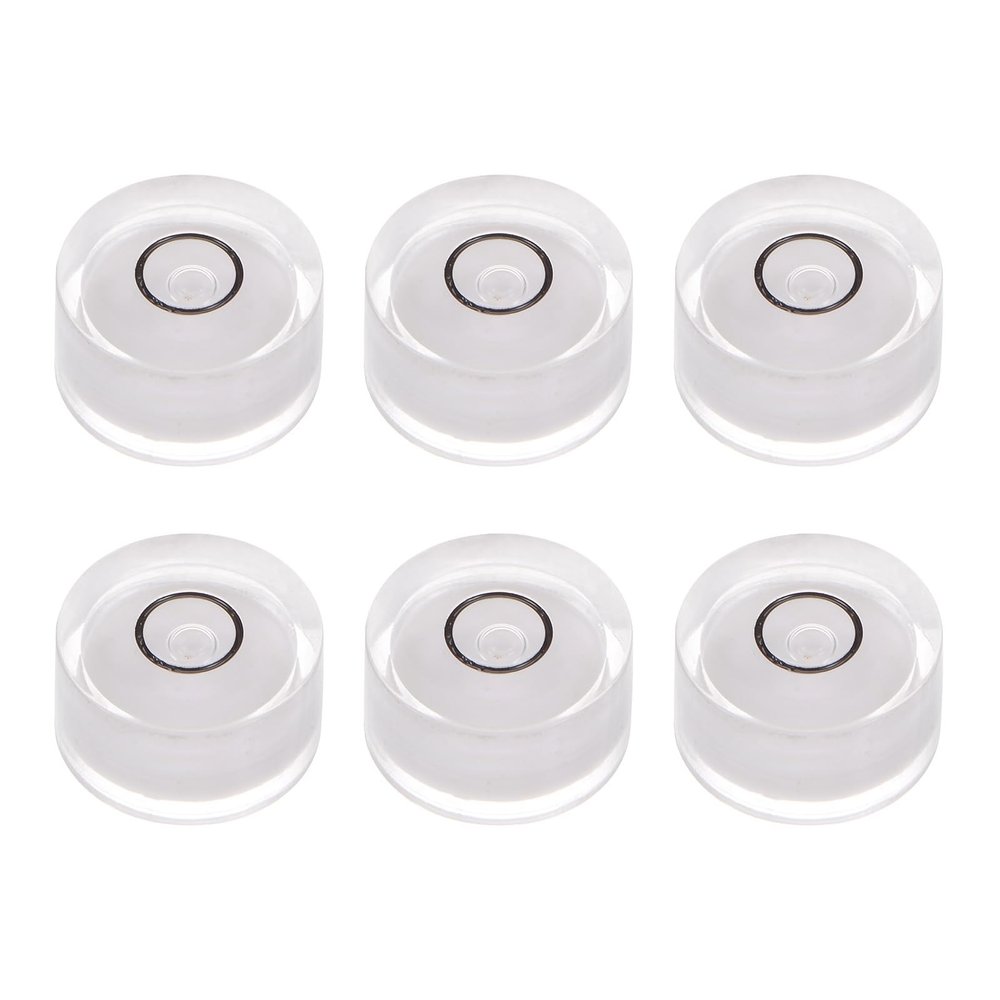 HARFINGTON 4pcs Round Bubble Level 15x6mm Mini Circular Bullseye Spirit Levels for Leveling Camera Tripod Telescope Workshop Turntable Pictures Frame Carpentry Measuring, White