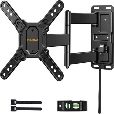 Perlegear Lockable RV TV Mount for 1343 inch TVs up to 44 lbs, Full Motion RV TV Wall Mount with Swivel, Tilt, Pull Cord Lock, RV TV Mount for Camper, RV, Motorhome, Max VESA 200x200mm, PGLRVF2