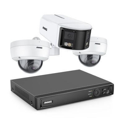 ANNKE HDCK680 PoE Security Camera System, 8CH 4K NVR Recorder with 1x 6MP Dual-Lens 180 Camera Outdoor and 2X 4K Wired IP Cameras Cameras, AI Motion Detection, Remote Access, No HDD
