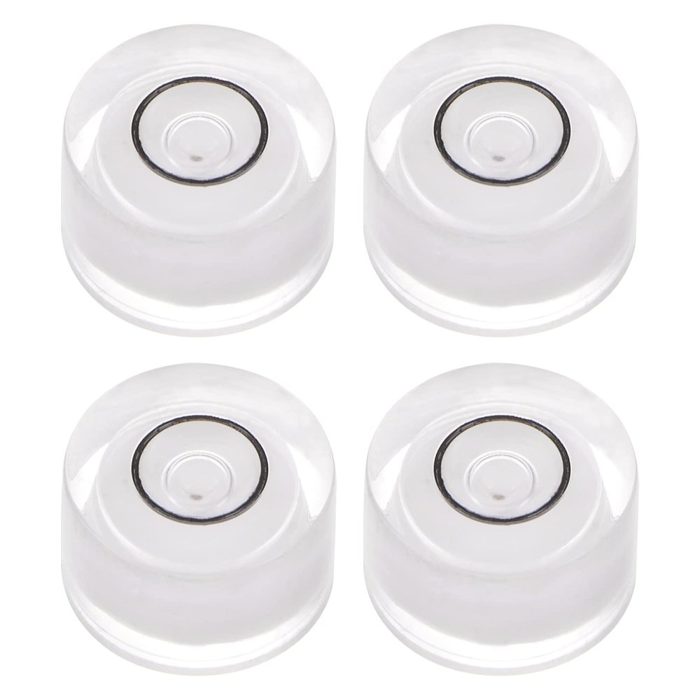 HARFINGTON 4pcs Round Bubble Level, 10x6mm Mini Circular Bullseye Spirit Levels for Camera Tripod Telescope Workshop Turntable Pictures Frame, White