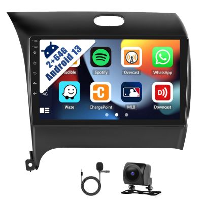CAMECHO 2+64G for KIA Forte Cerato K3 2013-2018 Android 13 Car Stereo with Wireless Apple CarPlay Android Auto 9" Touch Screen with Backup Camera GPS Navigation HiFi WiFi Bluetooth FM RDS Head Unit