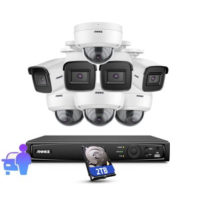ANNKE H800 4K Wired PoE Outdoor Security Camera System, 8pcs 8MP IP Cameras for Home Surveillance, 100 ft Night Vision, Easy Remote Access, 2TB HDD for 24-7 Recording