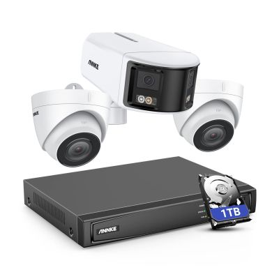 ANNKE HDCK680 PoE Security Camera System with 1TB Hard Drive, 8CH 4K Video NVR Recorder with 1x 6MP Dual-Lens 180 IP Camera and 2X 4K RTSP Cameras, AI Motion Detection, Remote Access