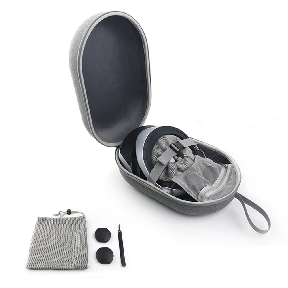 NUHFUFA Protective Carrying Case Kit Compatible with PS-VR2, Portable Hard Storage Bag with Lens Covers,Mesh Storage Bag, Cable Tie for Headset and Touch Controllers Accessories