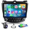 4G+128G Car Radio for Honda Accord 7th 2003-2007 Stereo 10.1 inch in-Cell Screen Full Touchscreen Wireless CarPlay/Android Auto Android 15 Bluetooth DSP FM/RDS GPS WiFi SWC AHD Backup Camera view 1