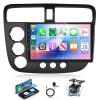 Built-in DSPAndroid Car Stereo for Honda Civic 2001 2002 2003 2004 2005 Radio Wireless Carplay Android Auto GPS Chip,Podofo 9 Inch Touch Screen 26UIs Mirror Link Bluetooth WiFi FM/RDS Backup Camera view 1