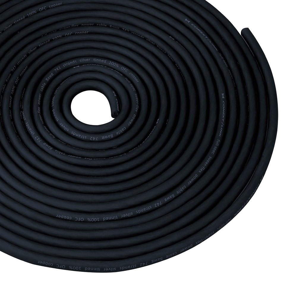 Conext Link 10 FT 8 AWG GA Full Gauge Battery Power Cable Ground Wire Frost Black OFC Copper 10121