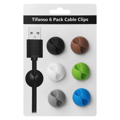 tifanso 6PCS Cable Clips - Adhesive Cord Cable Clips Holder Wire Organizer for Desk, Wire Holders for Cords, Nightstand, Home and Office(Colorful)