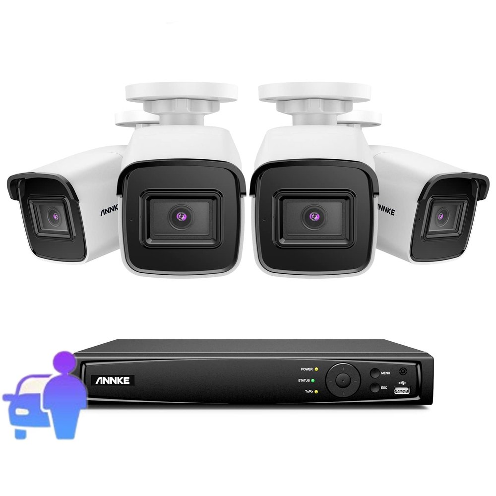 ANNKE 4K POE Security Camera System with AI Human Vehicle Detection, 8 Channel H.265+ NVR with 4X 8MP Outdoor Wired IP Bullet Cameras, 100 ft Night Vision, Remote Access, IP67, No Hard Drive-H800