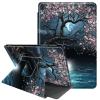 JANENFNA Case for All-New 6" Basic Kindle 11th Generation 2022 Release, 360 Degree Rotating Swivel Stand PU Leather Case with Auto Sleep/Wake, Only for Basic Kindle 2022, Peach Blossoms at Night view 1