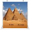 BELECO 20x10ft Fabric Egyptian Pyramids Backdrop Desert Pyramid Camels Blue Sky White Clouds Giza Desert Egypt Backdrop Background Wall Mural Egyptian Party Decorations Studio Photography Props view 3