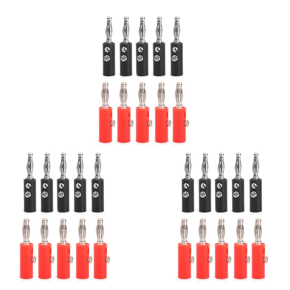 Nicfaky 4mm Insulated Banana Plugs New 30Pcs Red + Black