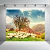 BELECO 10x8ft Fabric Bible Scene Sheep Backdrop Romanian Carpathians Mountain Autumn Landscape Sheeps Under The Tree Holy Light Christian Photography Background Church Event Decor Photo Studio Props view 4