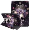 JANENFNA Case for All-New 6" Basic Kindle 11th Generation 2022 Release, 360 Degree Rotating Swivel Stand PU Leather Case with Auto Sleep/Wake, Only for Basic Kindle 2022, Skull with Crown view 1
