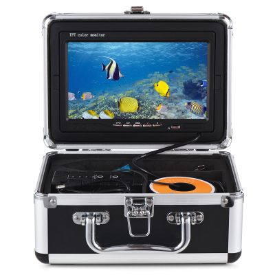 doorslay Underwater Fishing Camera 7Inch/9Inch LCD Monitor Fish Finder IP68 Waterproof 1200TVL Fishing Camera 12pcs Infrared Lights with 15m/30m/50m Cable for Sea Lake Boat Ice Fishing