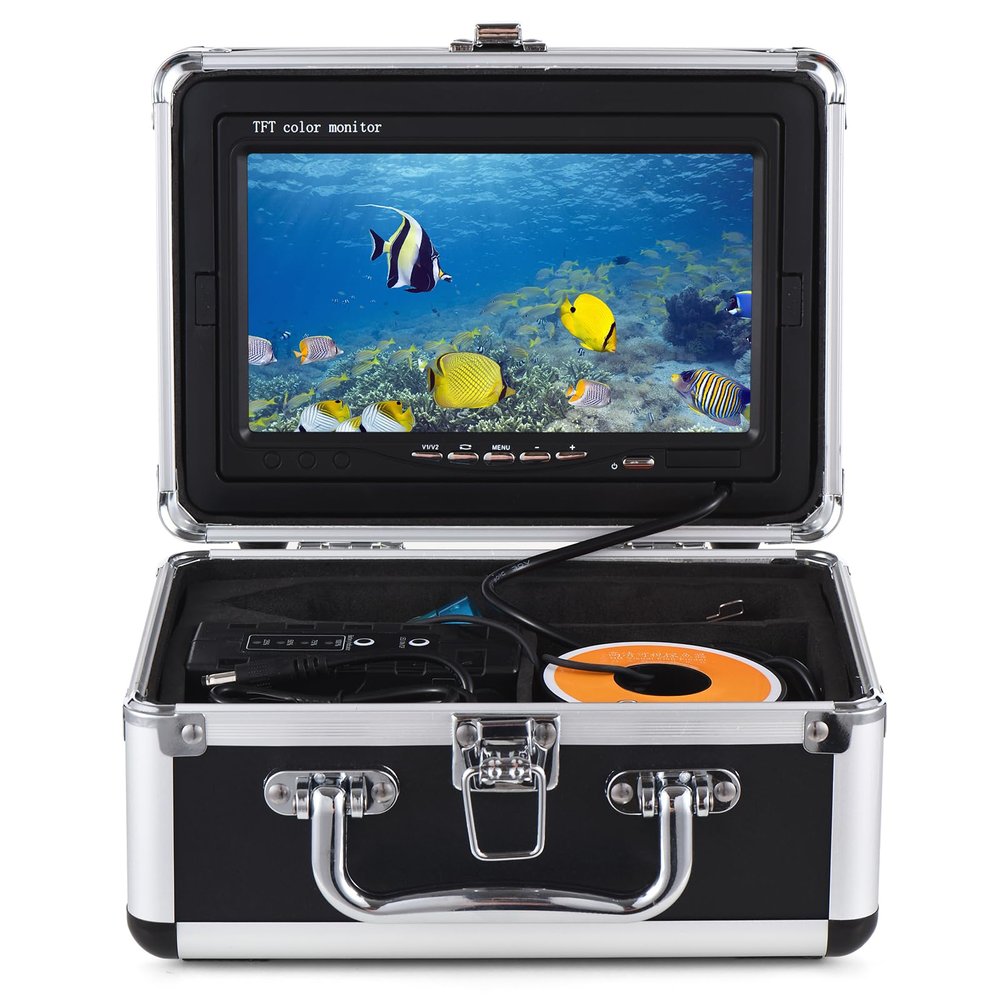 doorslay Underwater Fishing Camera 7Inch/9Inch LCD Monitor Fish Finder IP68 Waterproof 1200TVL Fishing Camera 12pcs Infrared Lights with 15m/30m/50m Cable for Sea Lake Boat Ice Fishing